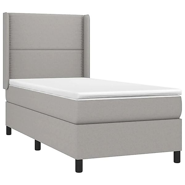 vidaXL Boxspringbett mit Matratze & LED Hellgrau 90x200 cm Stoff 3138205 günstig online kaufen