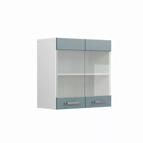Vicco Glashängeschrank Küchenschrank R-Line Weiß Blau Grau 60 cm günstig online kaufen