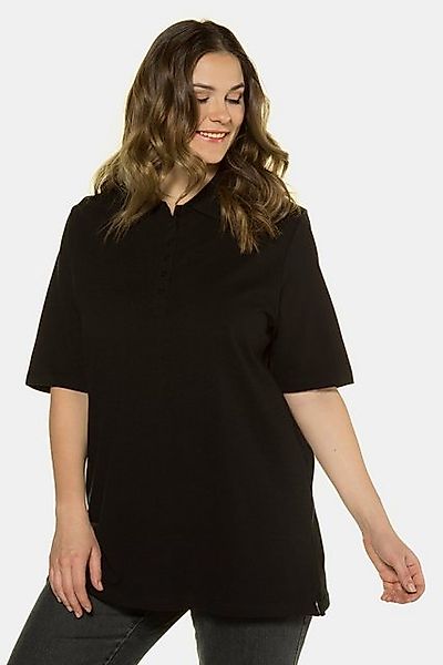 Ulla Popken T-Shirt Poloshirt Piqué Polokragen Samt-Knopfleiste günstig online kaufen