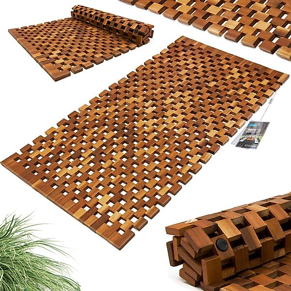 Badvorleger Holz 80x50cm FSC®-zertifiziertes Akazienholz Gummistopper günstig online kaufen