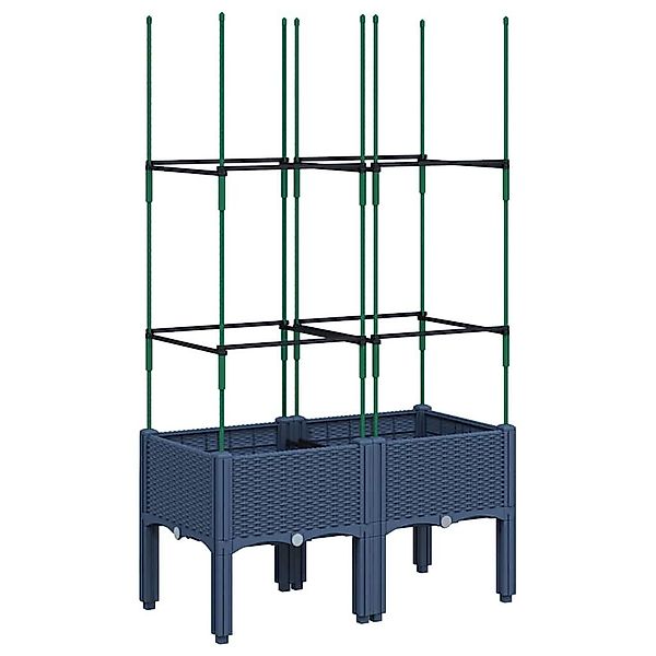 vidaXL Blumentopf Pflanzkübel mit Rankgitter Blaugrau günstig online kaufen