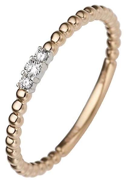 JOBO Diamantring, schmal 585 Gold bicolor mit 3 Diamanten günstig online kaufen