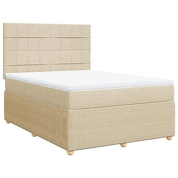 vidaXL Bett Boxspringbett mit Matratze Creme 160x200 cm Stoff günstig online kaufen