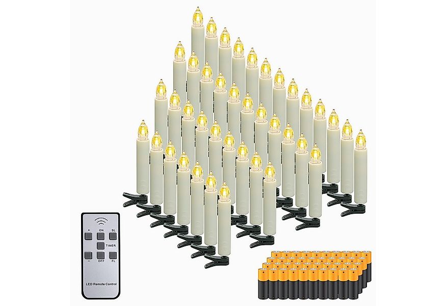Gotoll LED-Christbaumkerzen 40er weihnachtsbaumkerzen kabellos mit Batterie günstig online kaufen