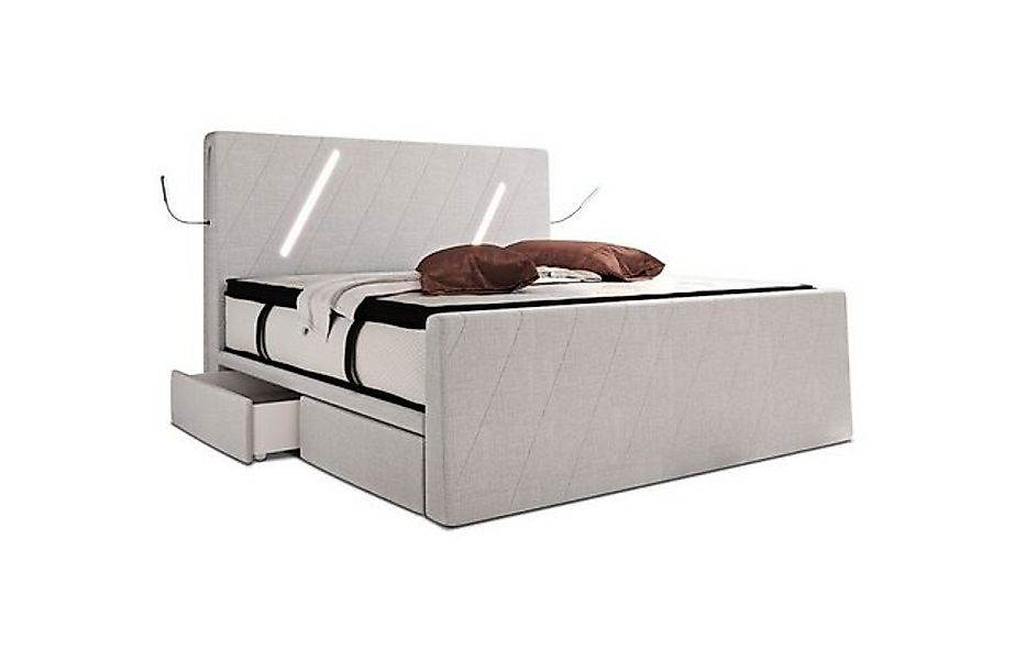 Sofa Dreams Boxspringbett Toulon H - Strukturstoff, inkl Topper, 4 Schublad günstig online kaufen