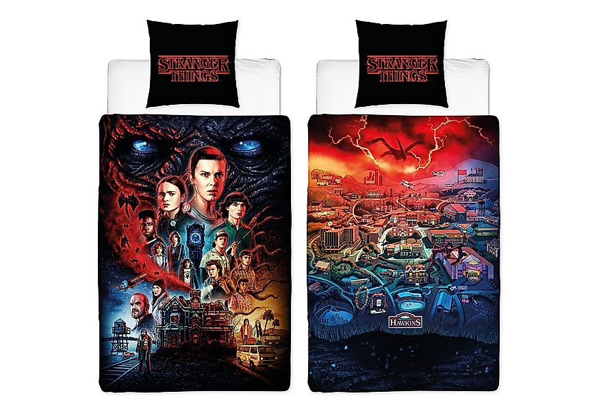 BERONAGE Wendebettwäsche Stranger Things Hawkins Bettwäsche Linon / Renforc günstig online kaufen