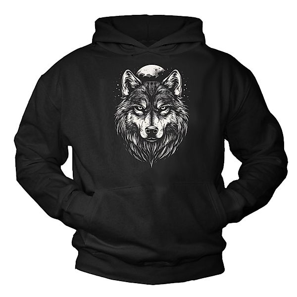 MAKAYA Kapuzenpullover mit Wolfsmotiv Wikinger Wolf günstig online kaufen