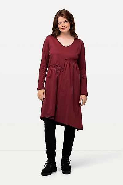 Ulla Popken Midikleid Midikeid asymmetrischer Rock V-Ausschnitt Langarm günstig online kaufen