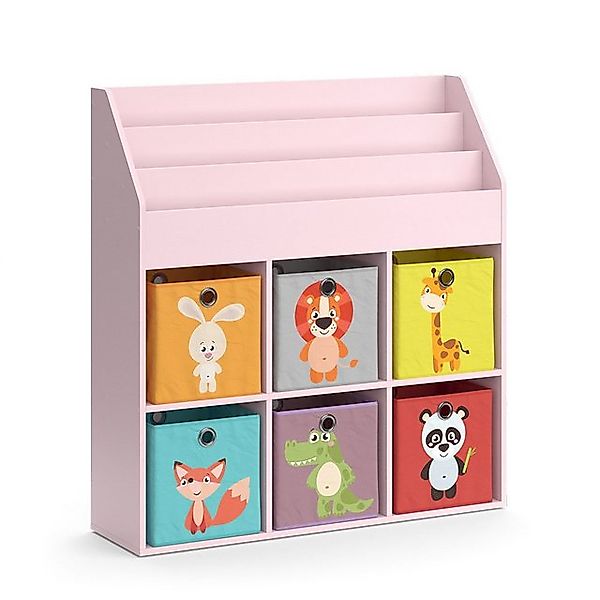 Vicco Bücherregal Luigi, Rosa, 107.2 x 114.2 cm mit 6 Faltboxen (bunt) günstig online kaufen