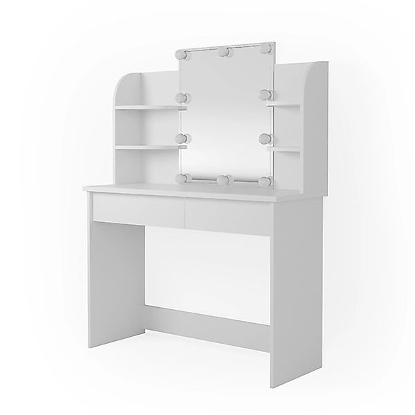 Vicco Schminktisch Charlotte Weiß 108 cm mit LED Beleuchtung günstig online kaufen