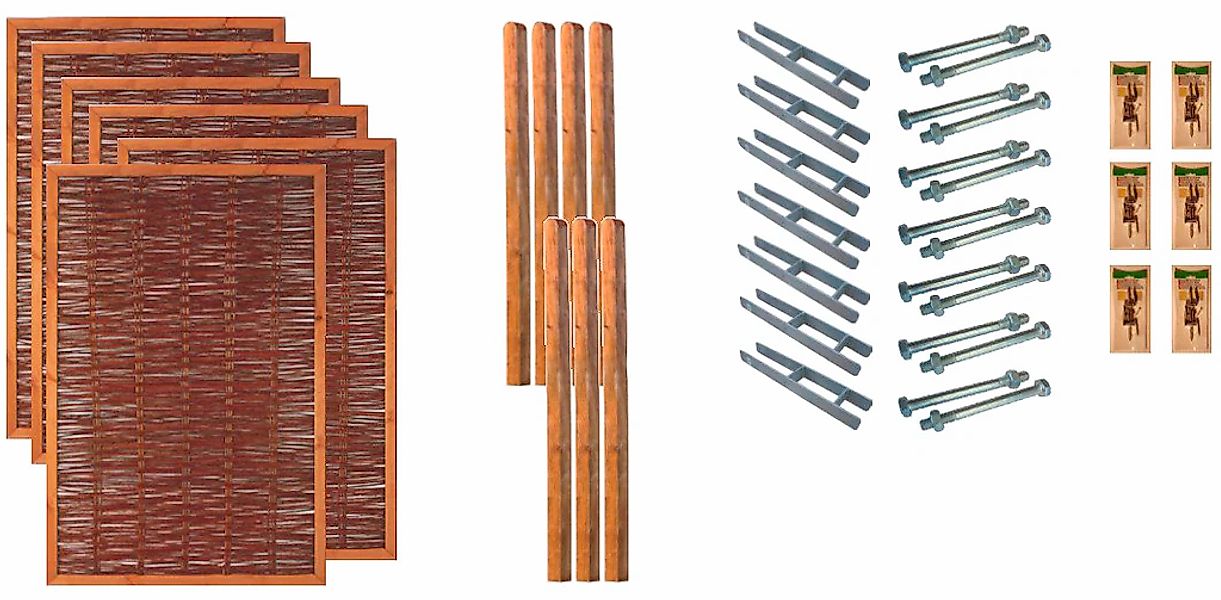 Tetzner & Jentzsch Weidenzaun "Fresno 4" 6 Elemente, LxH: 783x180 cm günstig online kaufen