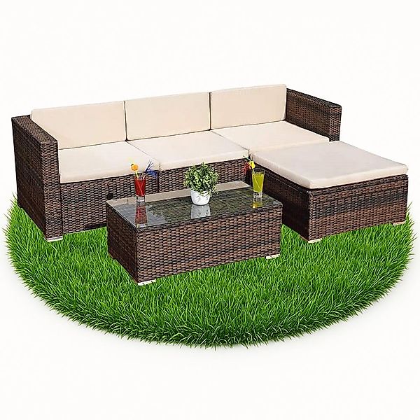 Mucola Gartenlounge-Set Polyrattan Lounge 5tlg. Gartengarnitur günstig online kaufen