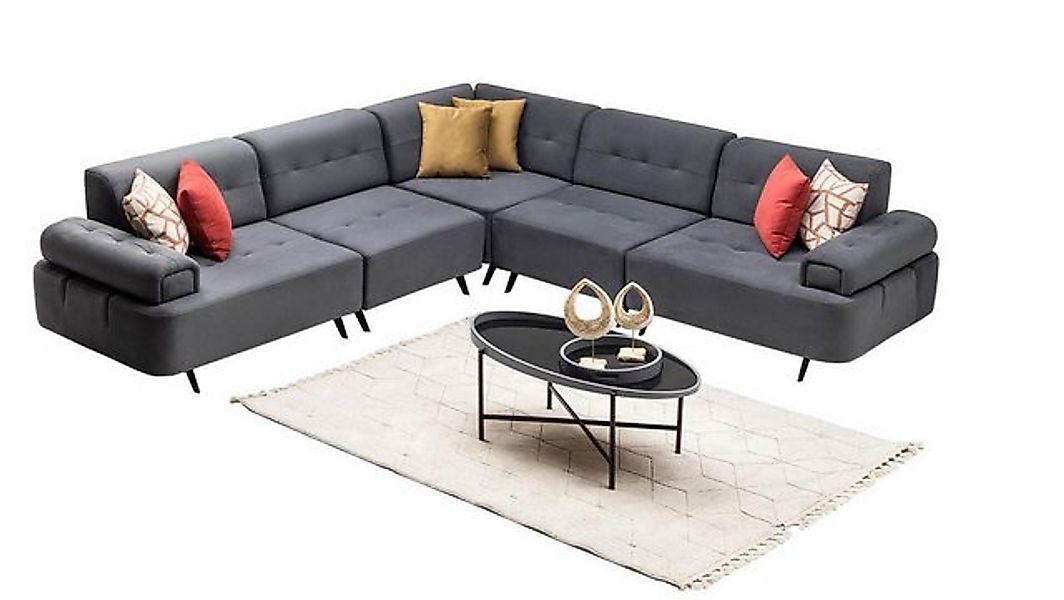 JVmoebel Ecksofa Grau Sofa Couch Ecksofa Lounge Textil Wohnraumsofa, 1 Teil günstig online kaufen