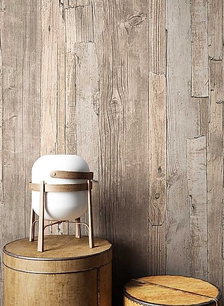 Newroom Vliestapete natur Tapete Holzwand Holzbalken,Holz,Streifen, Tapete günstig online kaufen