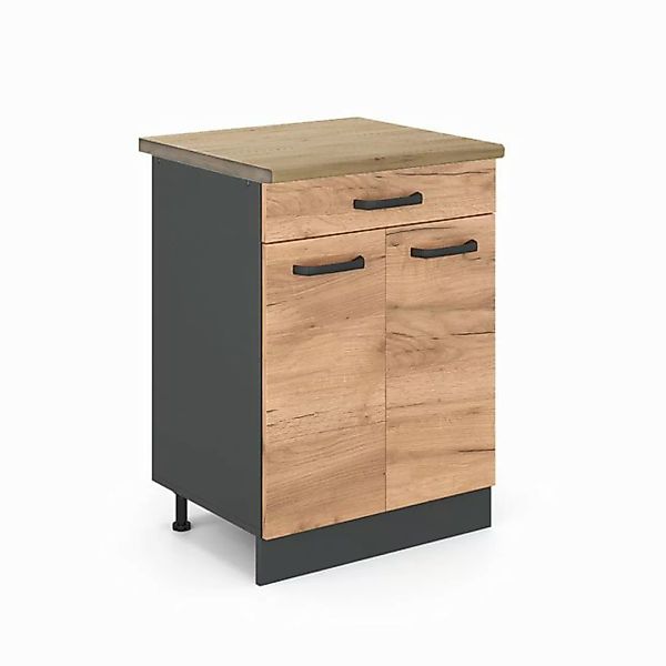 Vicco Unterschrank R-Line, Goldkraft Eiche/Anthrazit, 60 cm, AP Eiche günstig online kaufen