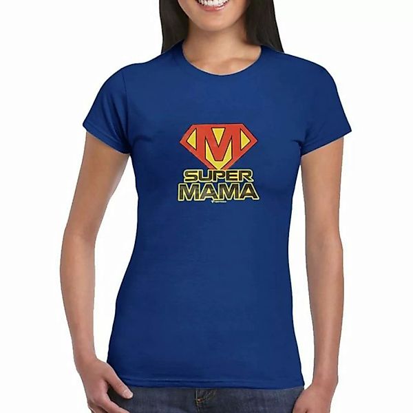 T-Shirt Total T-Shirt Super Mama T-Shirt für Damen in der Farbe Blau günstig online kaufen