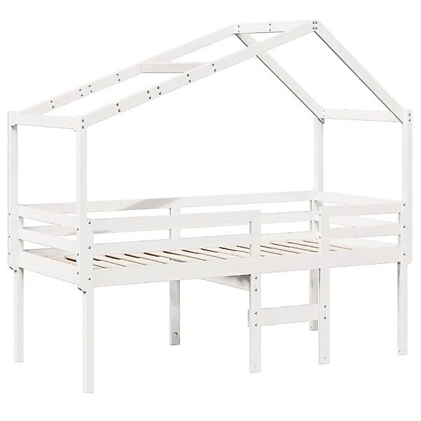 vidaXL Hochbett mit Dach Weiß 90x200 cm Massivholz Kiefer 3282053 günstig online kaufen