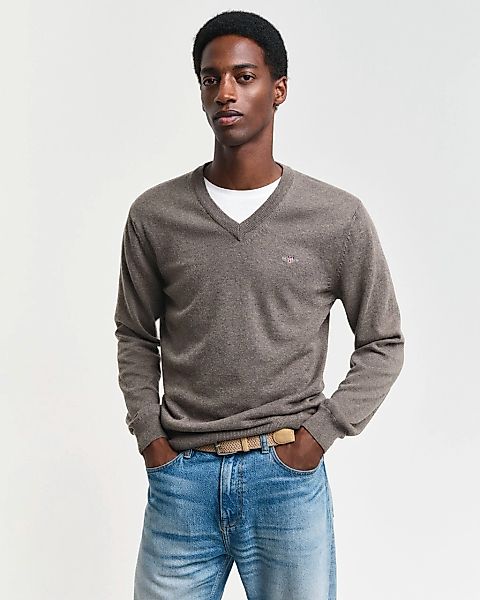 Gant V-Ausschnitt-Pullover "COTTON/WOOL" normale Passform, Strickpullover günstig online kaufen