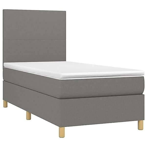 vidaXL Boxspringbett mit Matratze & LED Dunkelgrau 90x190 cm Stoff 3135238 günstig online kaufen