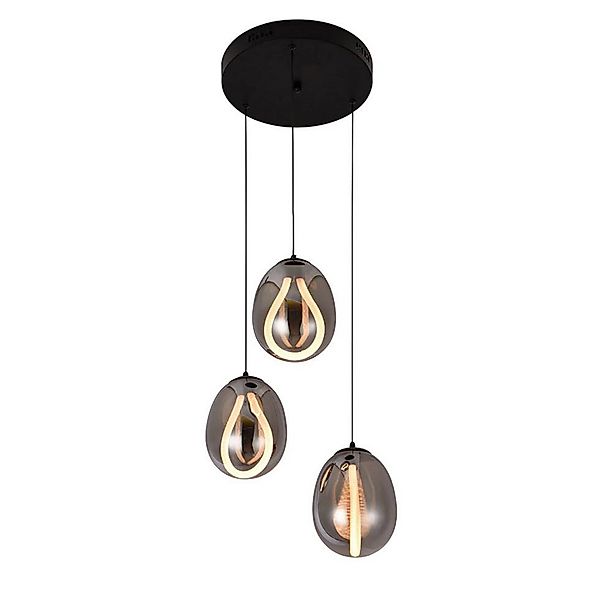 LED-Pendellampe Melanie, Ø 41 cm, rauchgrau, Glas, 3-flg. günstig online kaufen