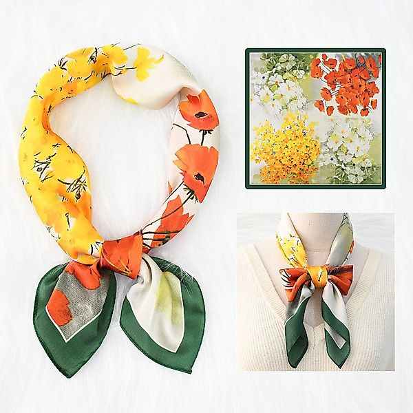 RWEUOQ Seidenschal Seidentuch Damen mit Blumenmuster, günstig online kaufen