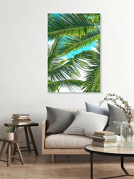 Poster / Leinwandbild - Life Under Palm Trees, Colorful Bohemian Beachy günstig online kaufen