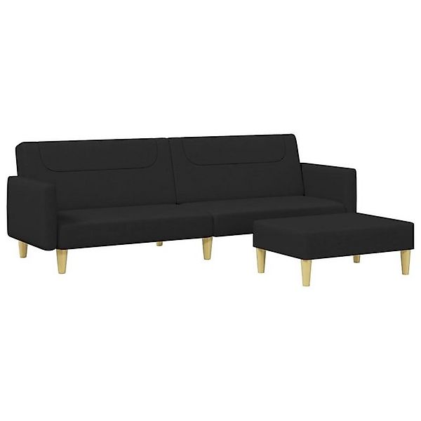 vidaXL Sofa Schlafsofa 2-Sitzer mit Fußhocker Schwarz Stoff günstig online kaufen