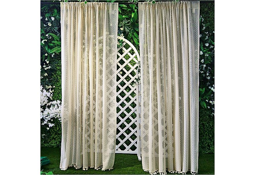 Sunicol Vorhang Vintage, Quasten Fenster Sheer Drapes Screening Türvorhang, günstig online kaufen