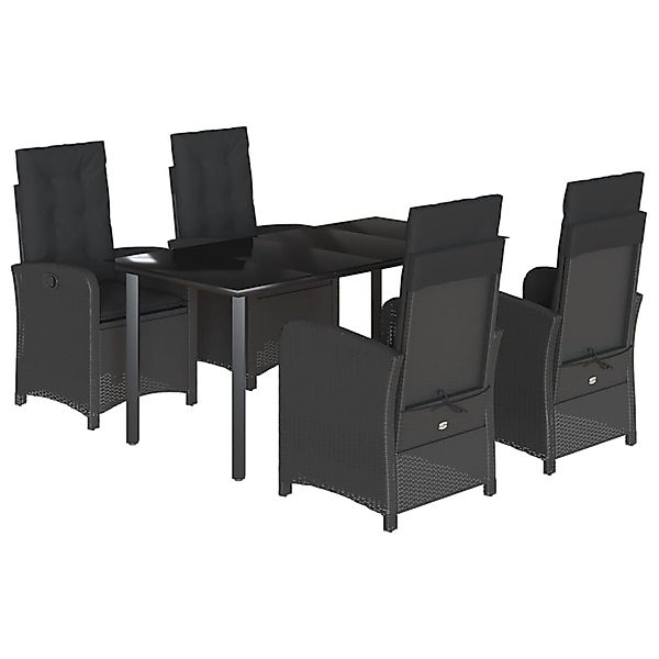 vidaXL 5-Tlg Garten-Essgruppe mit Kissen Schwarz Poly Rattan 3212324 günstig online kaufen