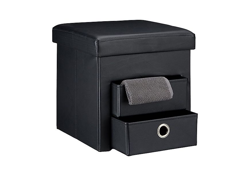 relaxdays Sitzhocker aus Kunstleder mit 2 Fäch, schwarz günstig online kaufen