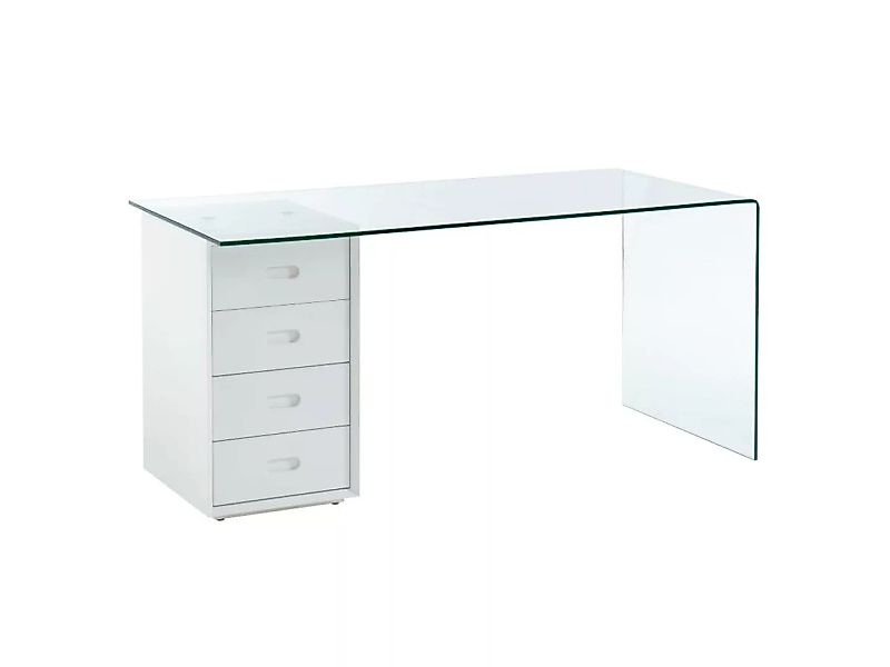 Schreibtisch mit 4 Schubladen - Sicherheitsglas & MDF - MURIEL günstig online kaufen