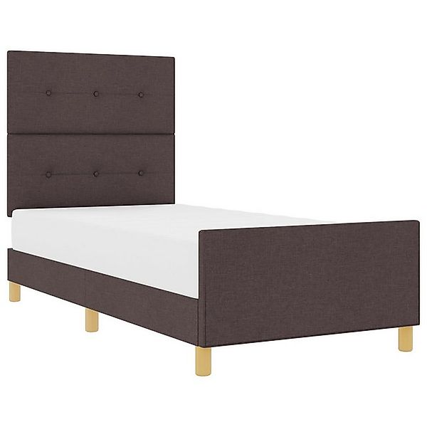 vidaXL Bett Bettrahmen Dunkelbraun 90x190 cm Stoff (1-tlg) günstig online kaufen