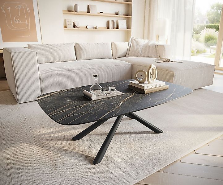 Couchtisch Edge Boot 120x70 cm Keramik Laminam® Noir Desir Braun Sarity Met günstig online kaufen