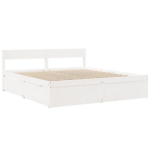 vidaXL Bett Massivholzbett ohne Matratze Weiß 180x200 cm Kiefernholz günstig online kaufen