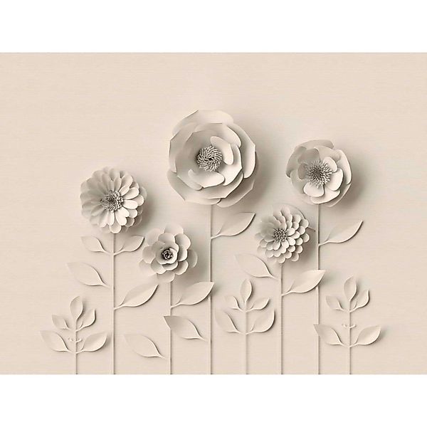 Bricoflor Origami Tapete Mit Blumen Weiße Vliestapete In 3D Optik Für Schla günstig online kaufen