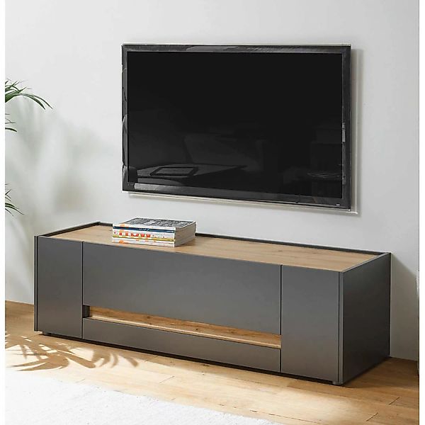 Lomadox Wohnzimmer TV Lowboard modern CRISP-61 in anthrazit mit Absetzungen günstig online kaufen