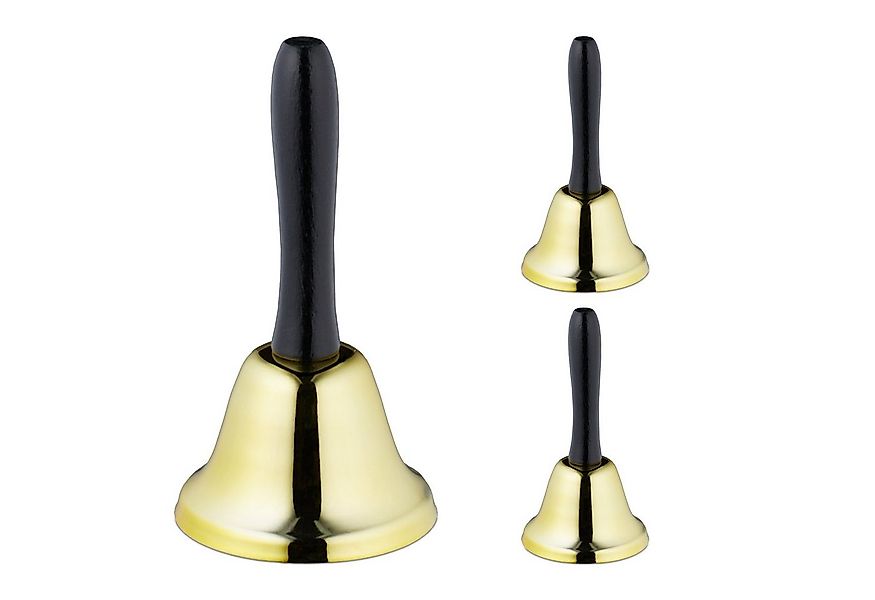 relaxdays Dekofigur Handglocke 3er Set, gold günstig online kaufen