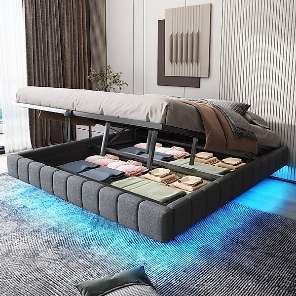 Flieks Polsterbett, Hydraulisches LED Schwebebett 180x200cm günstig online kaufen