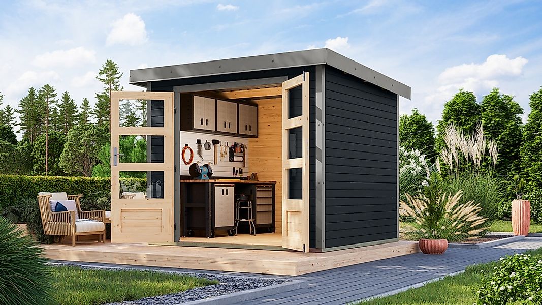 Karibu Gartenhaus "Jupiter 3 C" in verschiedenen Farben günstig online kaufen
