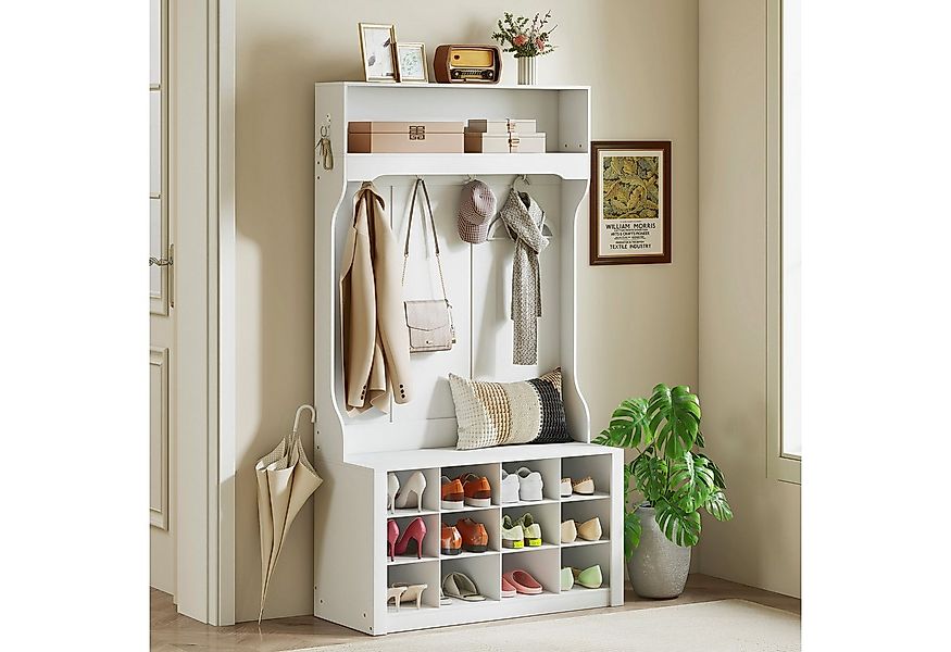 HOMCOM Garderobenständer mit Regal, Haken, Schuhfächern, (Kleidungsständer, günstig online kaufen