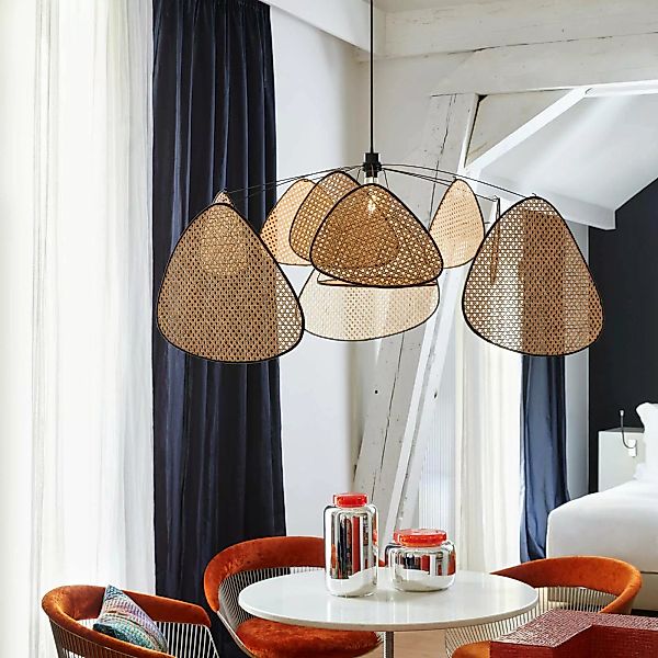 MARKET SET Hängeleuchte Screen XL, 60 cm, natur, Rattan günstig online kaufen