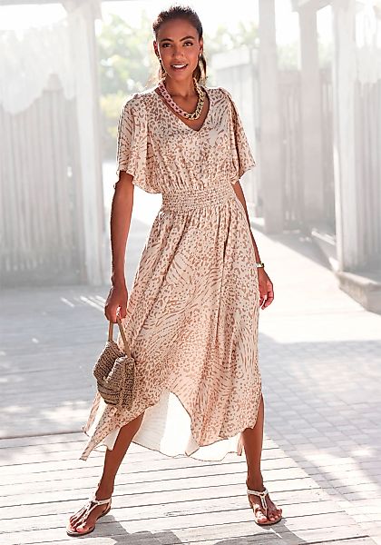 LASCANA Maxikleid, mit Animalprint, luftiges Sommerkleid mit Schlitzen günstig online kaufen