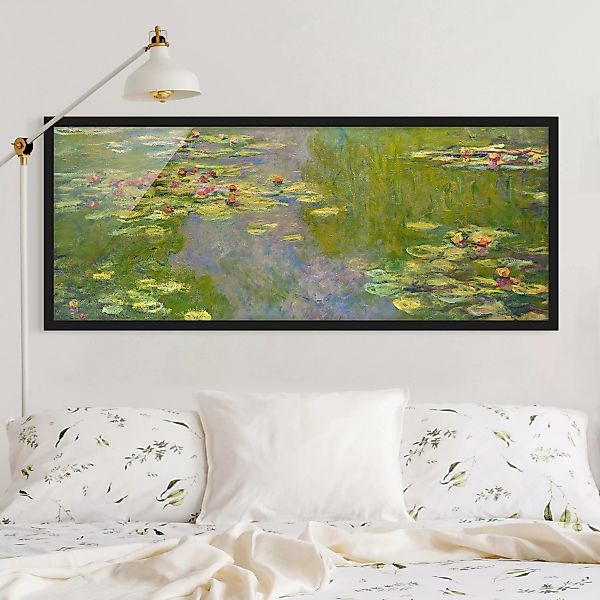 Bild mit Rahmen Blumen - Panorama Claude Monet - Grüne Seerosen günstig online kaufen