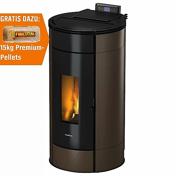 Freepoint Pelletofen Globe Stahl Braun 10,5 kW mit Automatik günstig online kaufen
