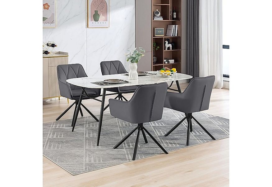 EUGAD 4-Fußstuhl (6 St), Esszimmerstühle drehbar, mit Armlehnen Rückenlehne günstig online kaufen