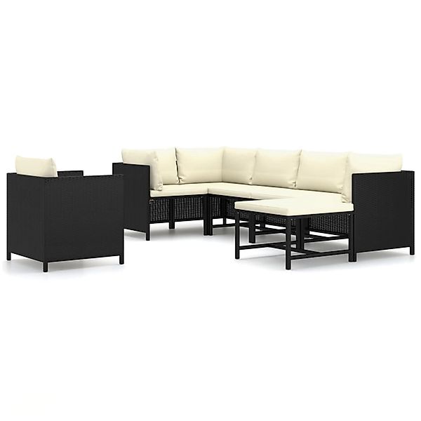 7-tlg. Garten-lounge-set Mit Kissen Poly Rattan Schwarz günstig online kaufen