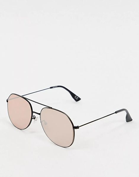 ASOS DESIGN – Mattschwarze Pilotensonnenbrille mit roségoldenen Gläsern günstig online kaufen
