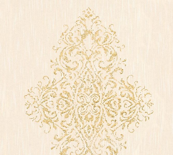 Bricoflor Textiltapete in Weiß und Blau Glitzer Barock Tapete mit Ornament günstig online kaufen