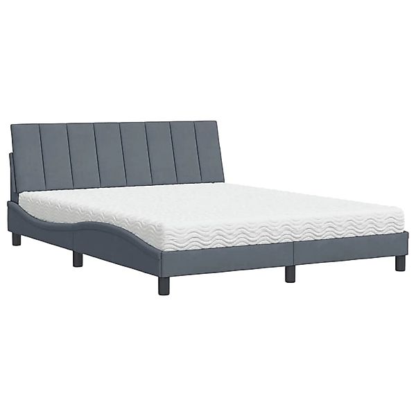 vidaXL Bett mit Matratze Dunkelgrau 160x200 cm Samt Modell 12007242 günstig online kaufen