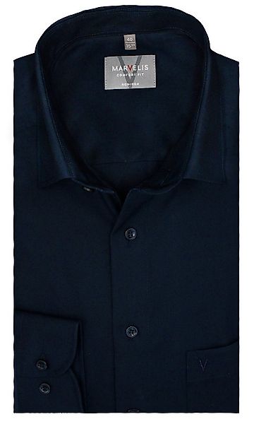 MARVELIS Businesshemd Comfort Fit, Dunkelblau, Bügelfrei, New Kent Kragen R günstig online kaufen
